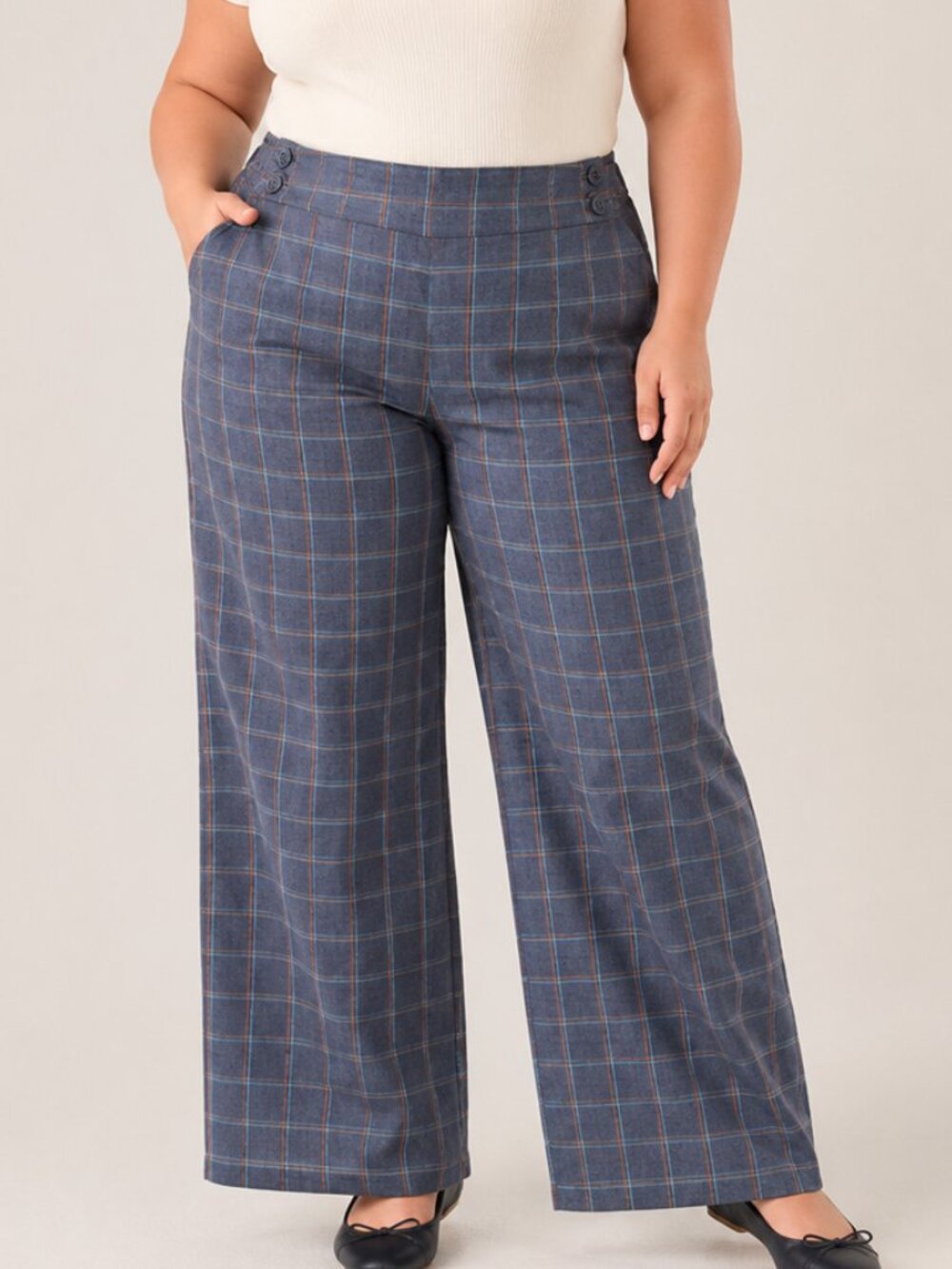 ModCloth Plaid Wide Leg Trousers